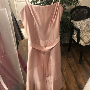 BCBG strapless pink tea length silk dress